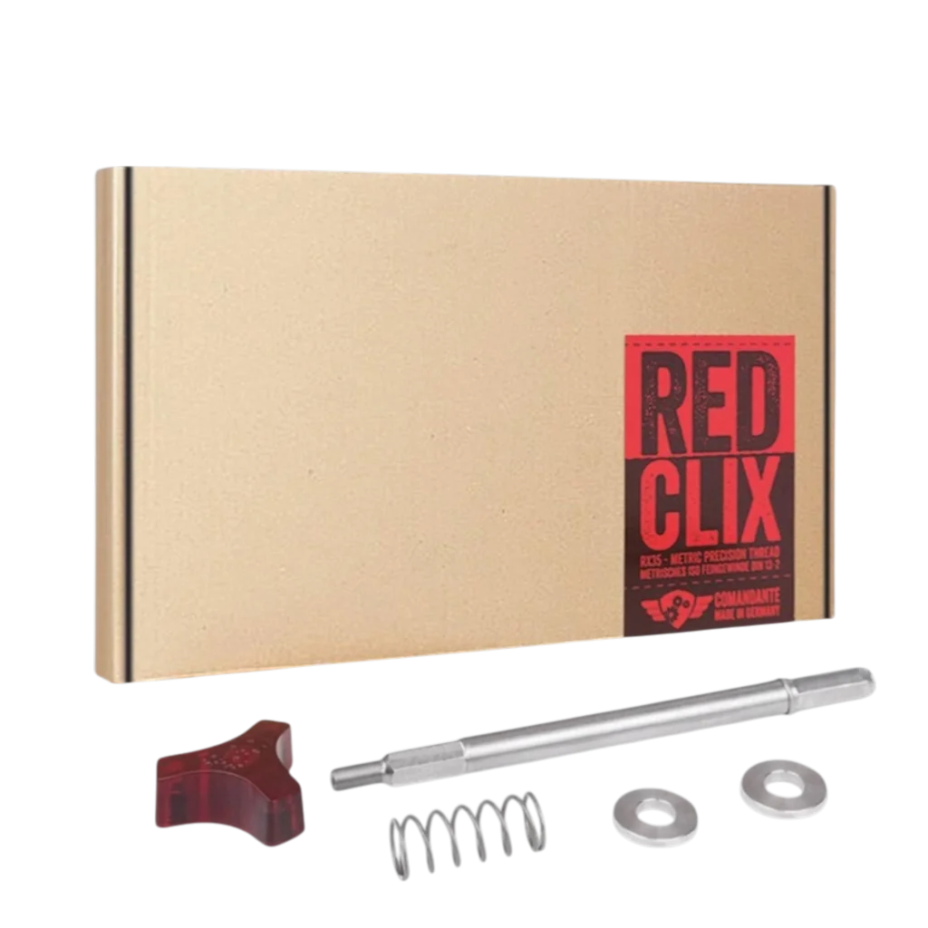 Mahlachse für Kaffeemühle ausgepackt mit Red Clix Verpackung 
